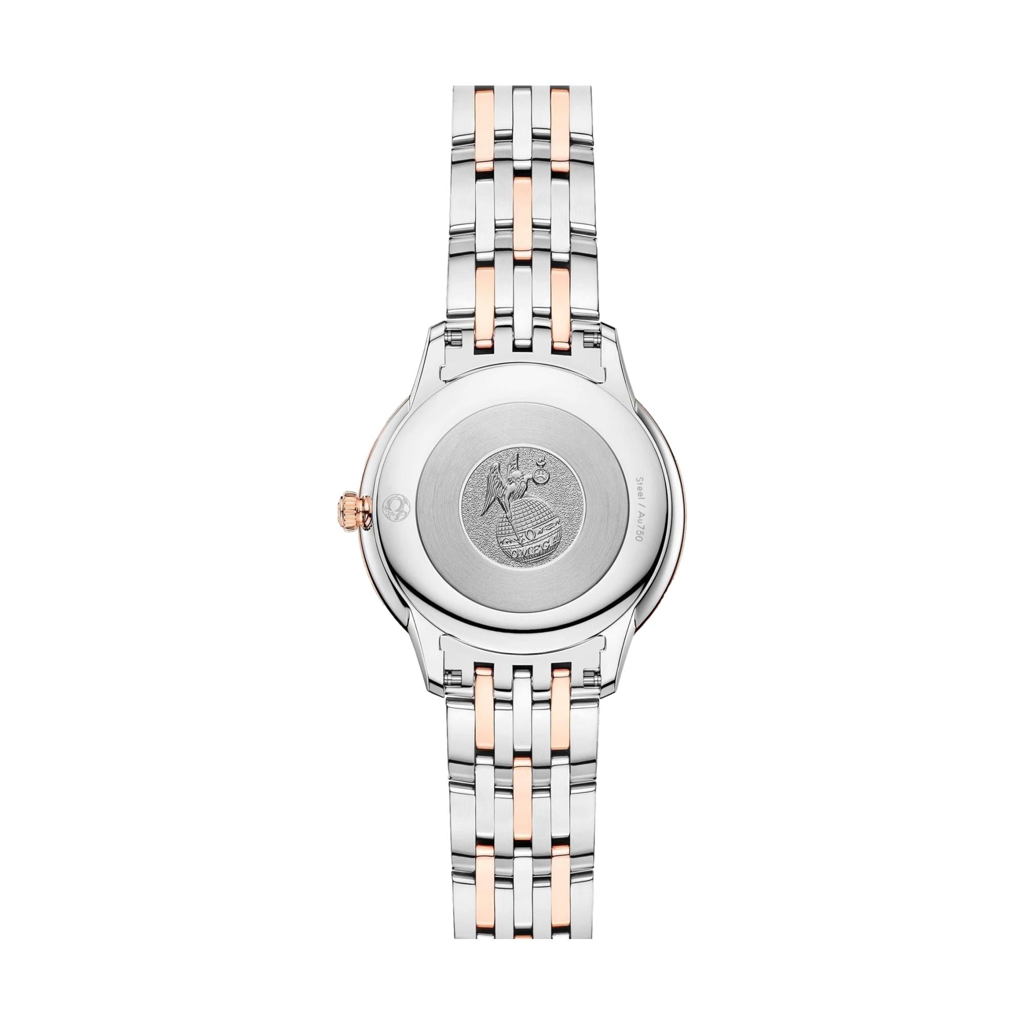 De Ville Prestige Quartz Steel and Sedna Gold 30mm - White, Mother-of-Pearl on Bracelet